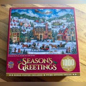 Master Pieces Jigsaww Puzzle 1000 Piece Christmas Eve Fly-by Season’s Greetings